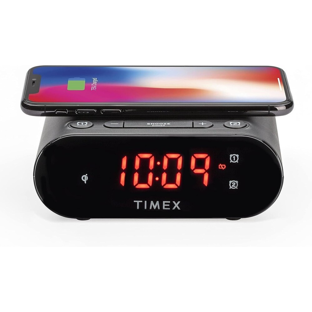 Timex Alarm Clock Radio with Wireless Charger and USB Charger